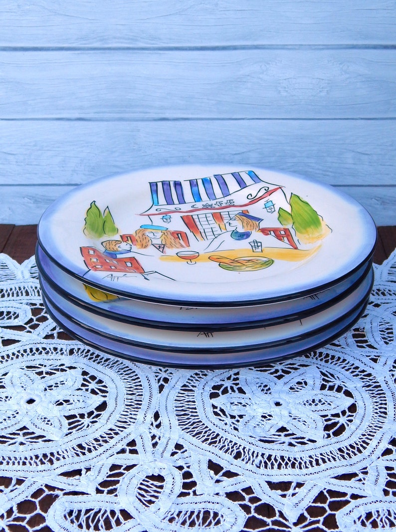 Street Scenes Plates Provence by Apple Sakura Set of 4 Etsy