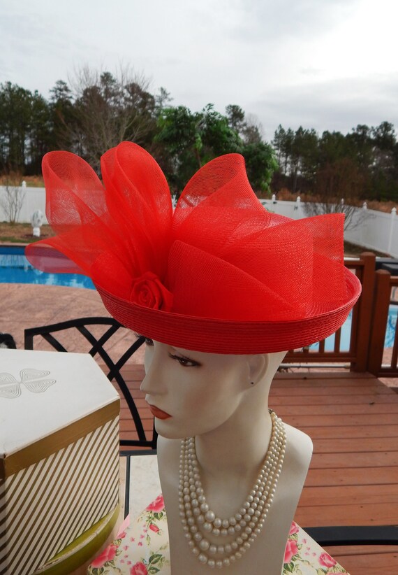 Red Hat Huge Bow Kentucky Derby Dramatic Over The… - image 5