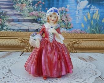 ROYAL DOULTON Lavinia Figurine, Antique Figurine Lady Red Dress Bone China England