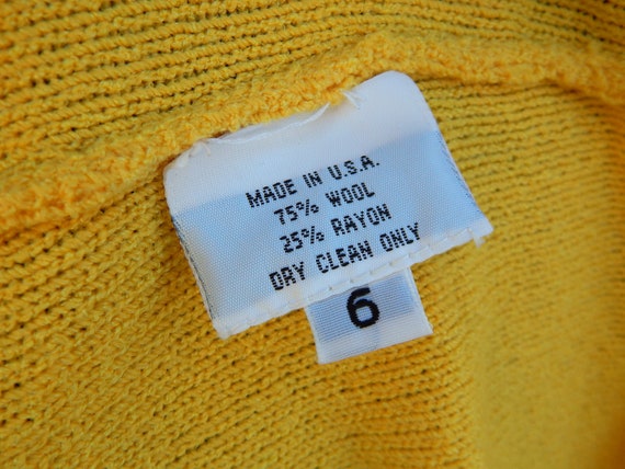 STEVE FABRIKANT Yellow Knit Dress Size 6 Huge Ena… - image 10