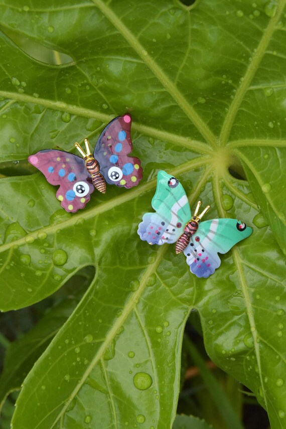Vintage Colorful Butterfly Pins Lot of 2, Enamel B