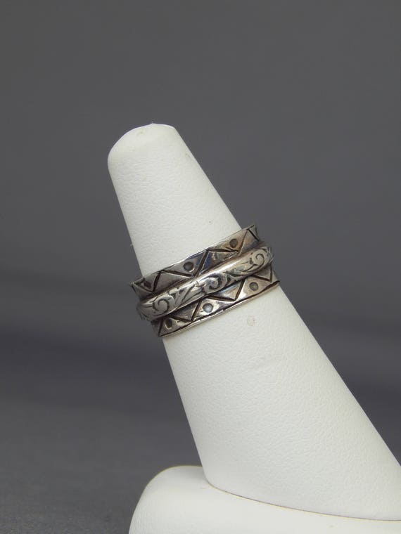 Boho Silver Ring Size 6, Wide Sterling Silver 925 