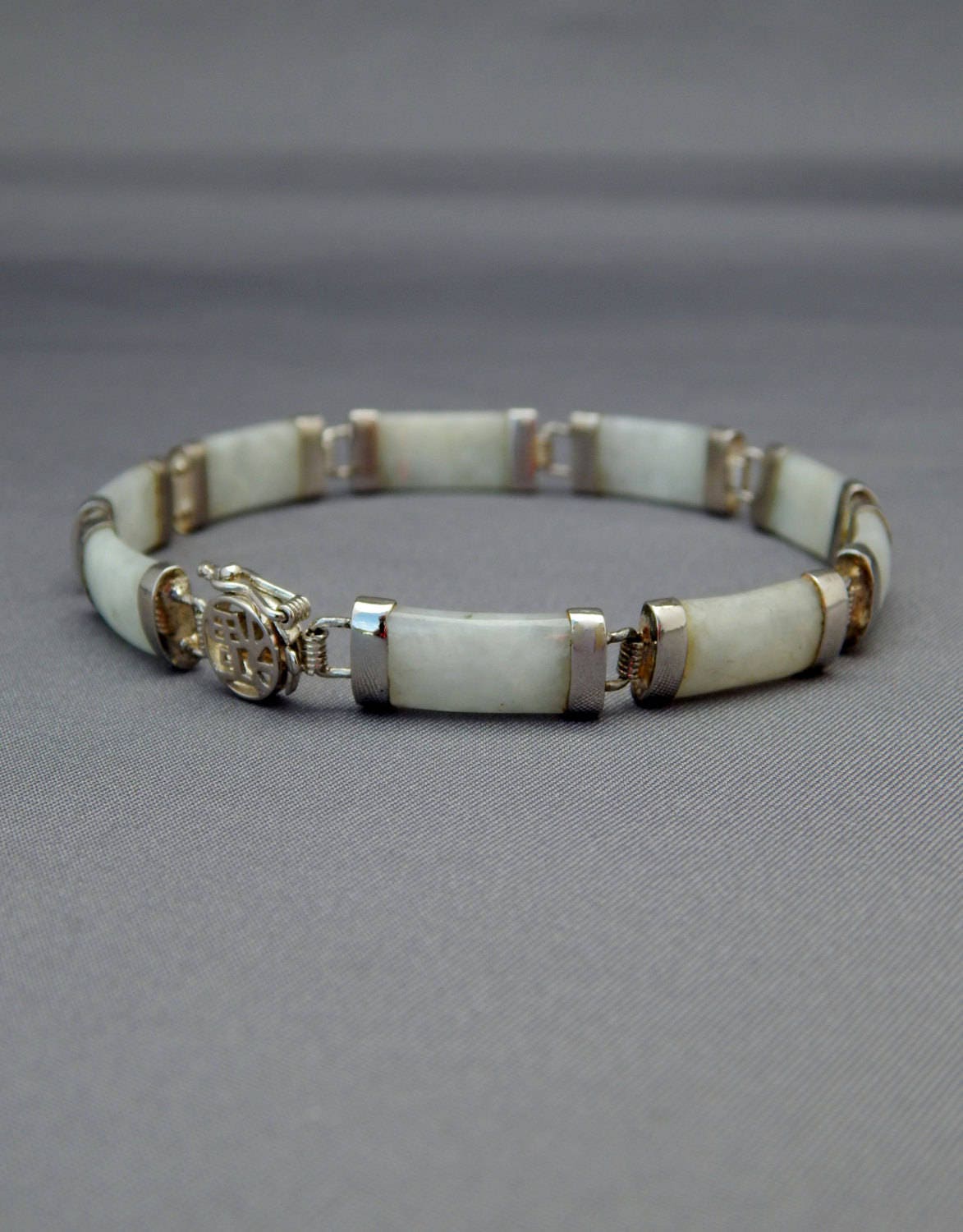 Silver Jade Bracelet Sterling Silver Jadeite 925 SU Link Etsy