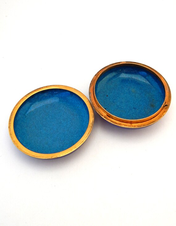 Cloisonne Trinket Box Ring Dish, Minakari Brass E… - image 4