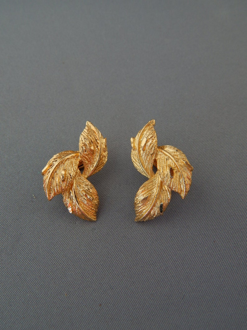 CORO Gold Leaf Earrings Clipons Gold Tone Leaves Clipons Etsy
