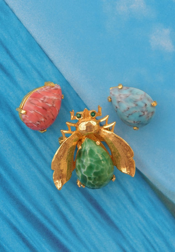 JEANNE Bee Pin Interchangeable Jeweled Belly, Bug… - image 2