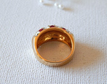 Cocktail Ring 18K GERSC Size 6 Cubic Zirconia Faux Ruby Faux