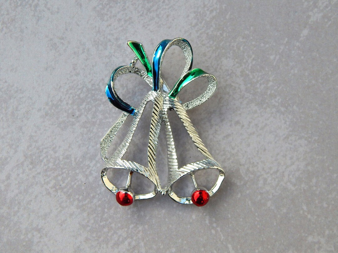 Vintage Christmas Pin: Silver Bells Brooch GERRY'S - Etsy