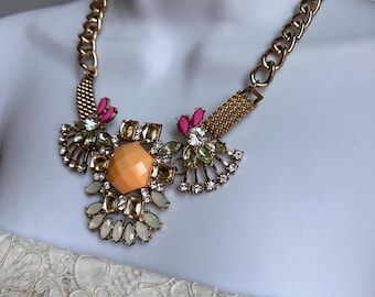 Vintage Y2K Rhinestone Necklace, McBling, 2000’s Glam