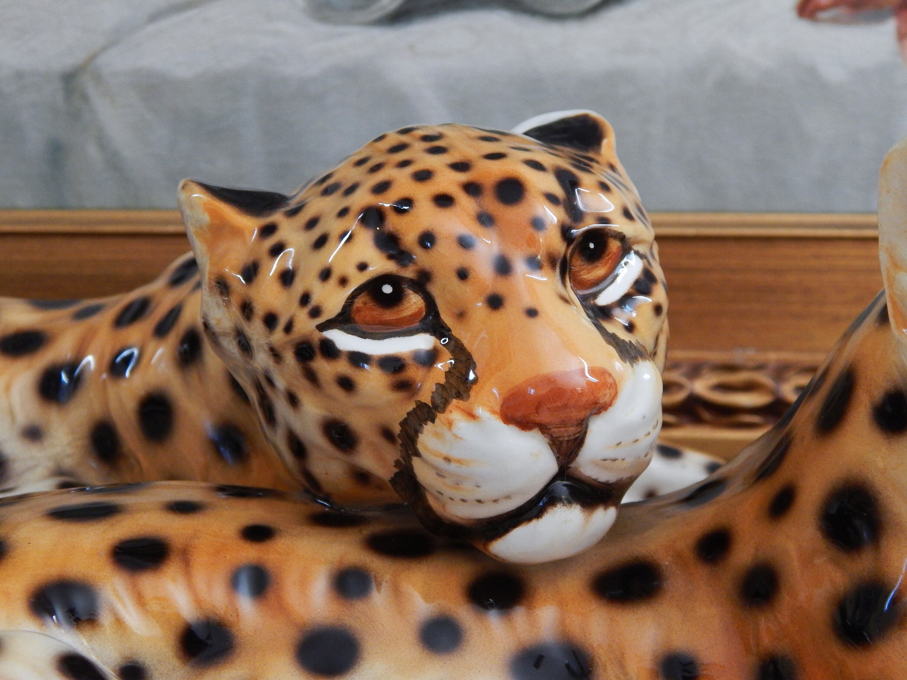 RONZAN Cheetah Couple Sculpture ITALY, RARE Mid Century RONZAN Cheetah Couple Sculpture ITALY, RARE Mid Century