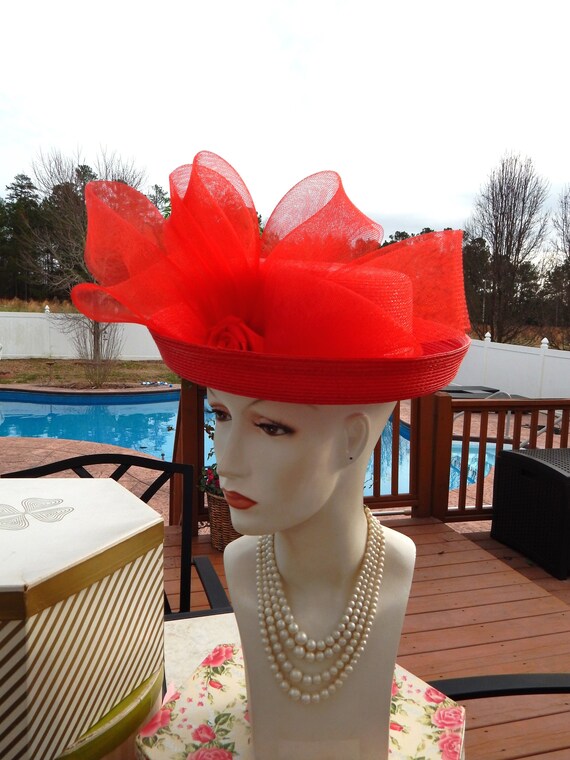 Red Hat Huge Bow Kentucky Derby Dramatic Over The… - image 3