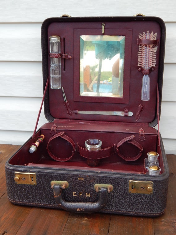 Vintage BECKERS Mens Leather Travel Case Grooming… - image 1