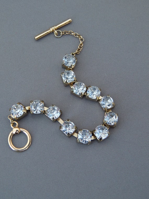Rhinestone Bracelet, Toggle Bracelet Large Clear … - image 5
