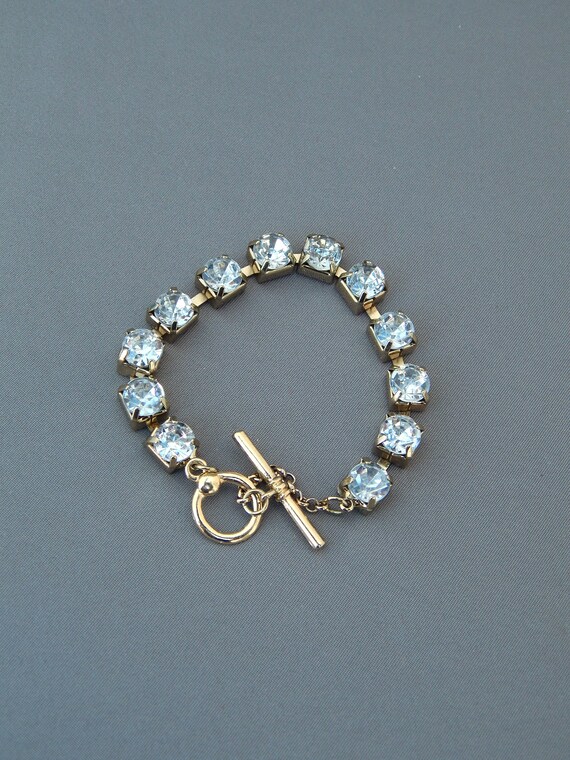 Rhinestone Bracelet, Toggle Bracelet Large Clear … - image 6