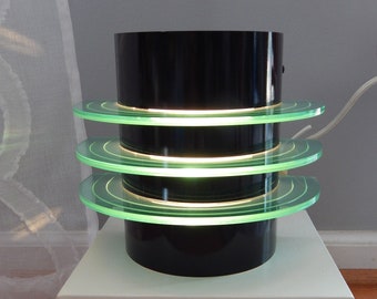 REMCRAFT Wall Lamp, RARE Vintage Futuristic Modern Wall Sconce Black Green Glass, Remcraft Lighting Miami Vintage