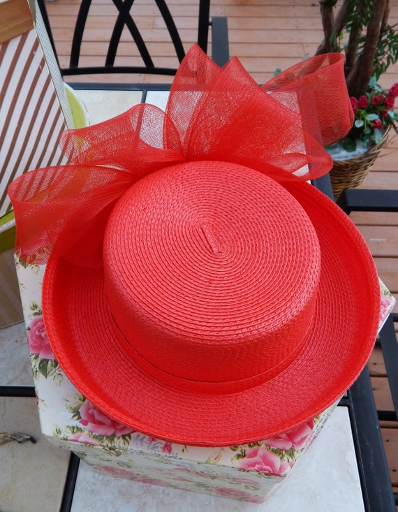 Red Hat Huge Bow Kentucky Derby Dramatic Over The… - image 6