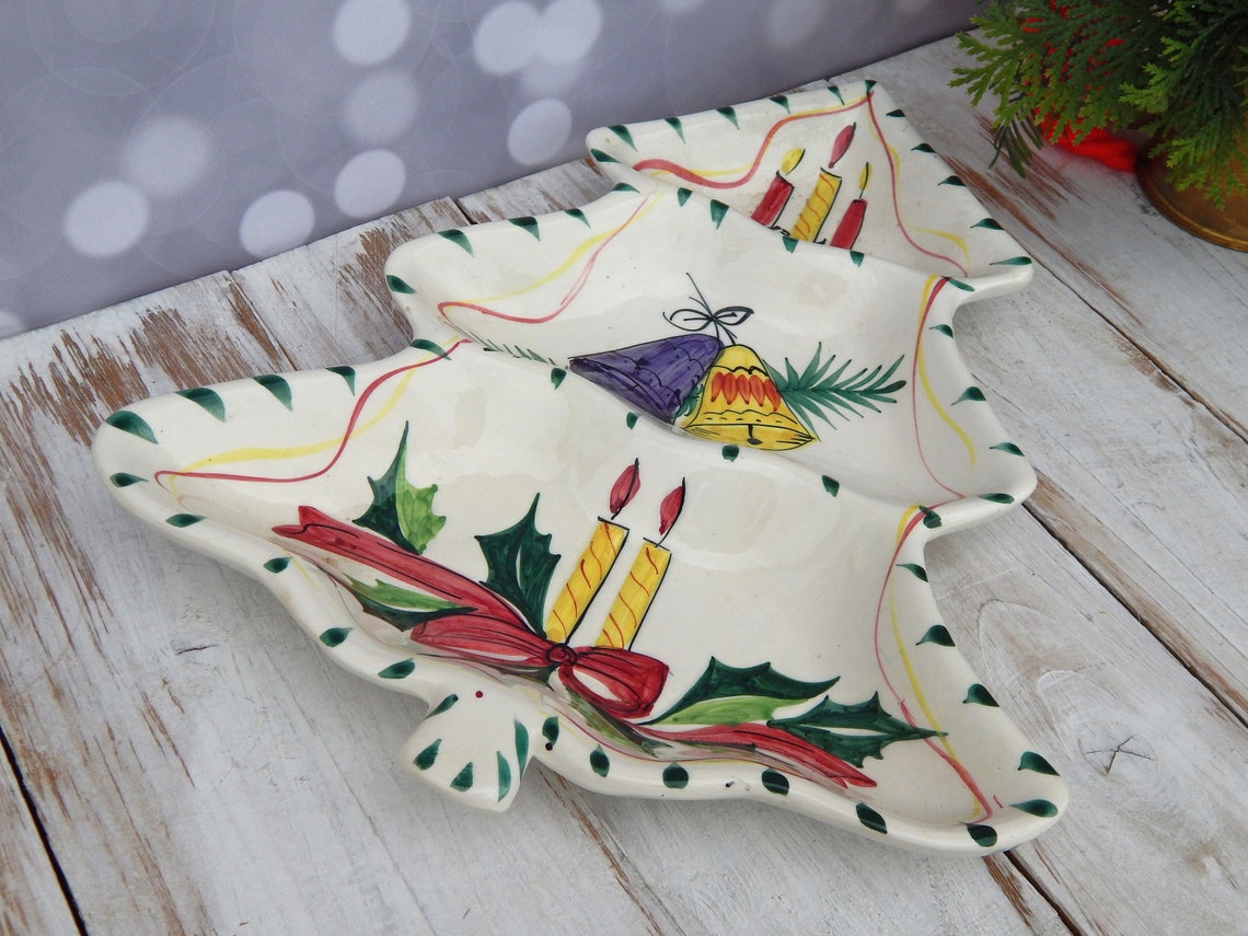 Christmas Tree Platter Hors D'oeuvre Hand-Painted | Etsy