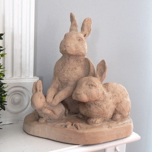 Signed Rabbits Sculpture AUSTIN Prod. Merry Scotland 1985 &quot;All Ears&quot;, Discontinued Austin Sculpture, Bunny Rabbits Sculpture, Easter