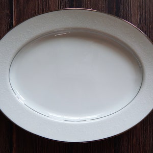 Platter NORITAKE THULE Japan, Oval Serving Platter, Classic White Porcelain Turkey Platter 13&quot;, Thanksgiving