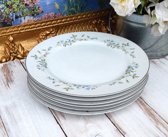 MEITO AUGUSTA Japan Blue Rose Dinner Plates 10.5