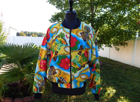 Satin Bomber Jacket Nautical Print Baroque Jacket