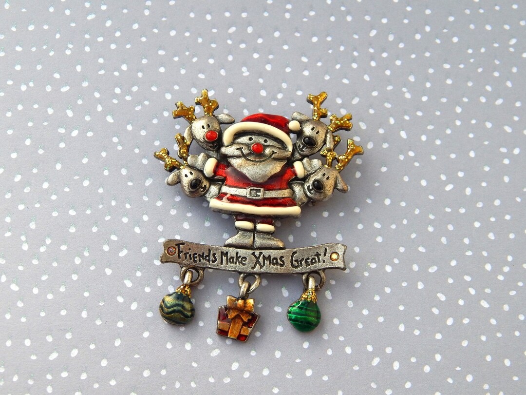サンタのトナカイピン FRIENDS Make Christmas Great! AJMC ピューター