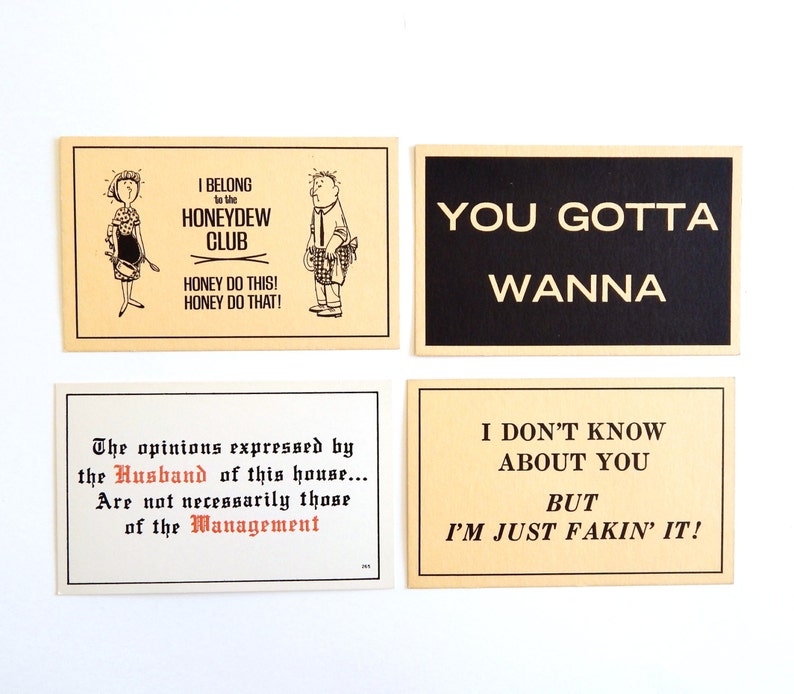 Husband Humor Vintage Lot of 4 Comic Postcards Humor Funny Messages Honey Do Faking It Cartoon Comic Postcards Collection Ephemera