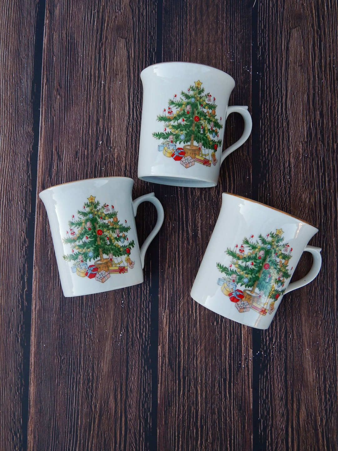 Christmas Tree Mugs Set of 3, Christmas Cups Colorful Christmas Tree