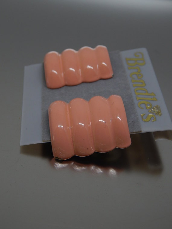 Pink Enamel Earrings BRENDLE'S, Blush Peachy Pink Rib… Gem