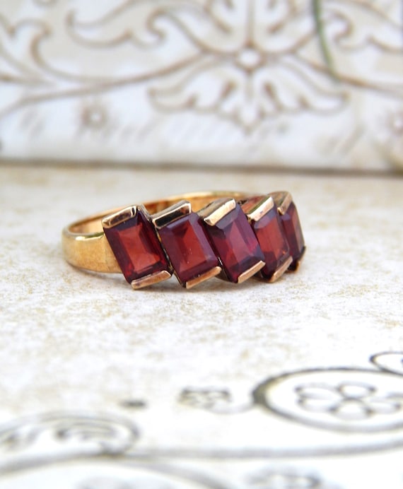 Garnet Ring Vermeil Size 7, Gold Plated Sterling S