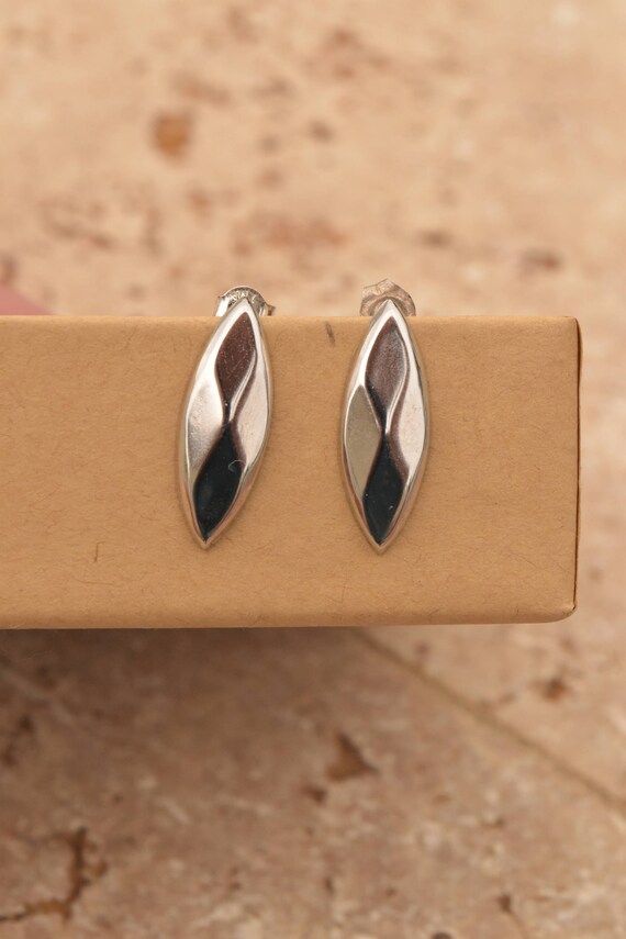 Elongated Sterling Earrings, Sterling Silver Rhod… - image 5