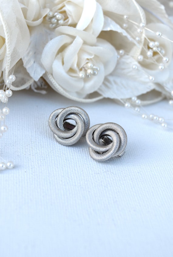 Vintage Silver Knot Earrings Clip-Ons SARAH COVENT
