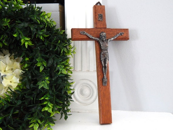 Crucifijo de pared de madera vintage francesa Cruz de pared -  España