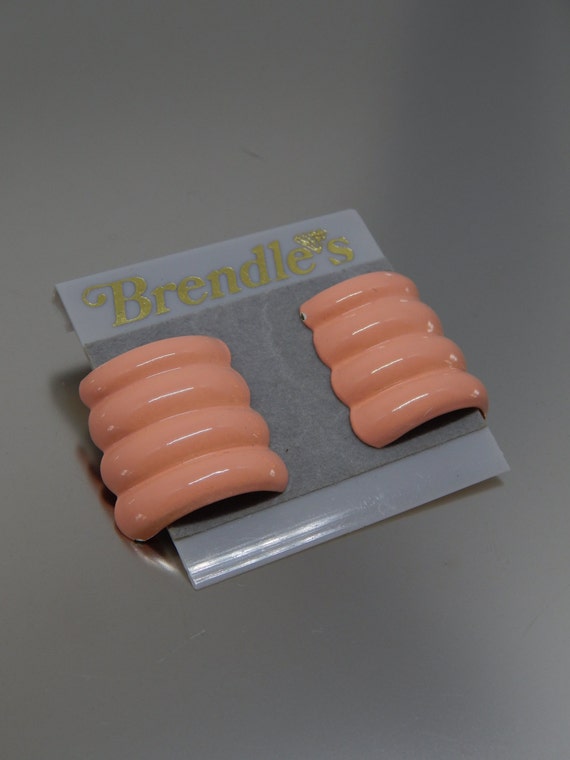 Pink Enamel Earrings BRENDLE'S, Blush Peachy Pink… - image 2