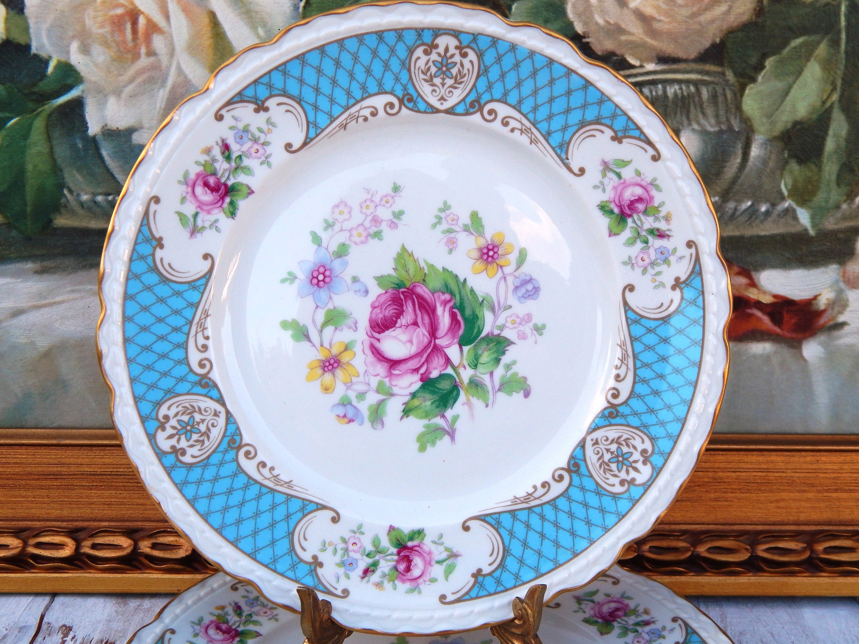 人気カラーの of Duchess Jackson Royal Plates Cake Floral Kent Set Plates 食器