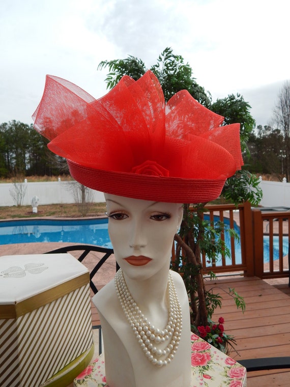 Red Hat Huge Bow Kentucky Derby Dramatic Over The… - image 2