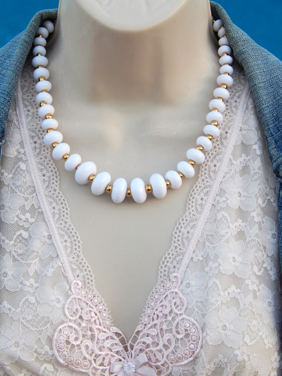 NAPIER Necklace White Lucite, White and Gold Neckl