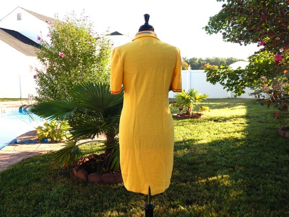 STEVE FABRIKANT Yellow Knit Dress Size 6 Huge Ena… - image 3