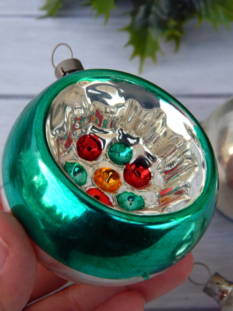 Reflector Ball Ornaments Set of 3 Mercury Glass Ball Etsy