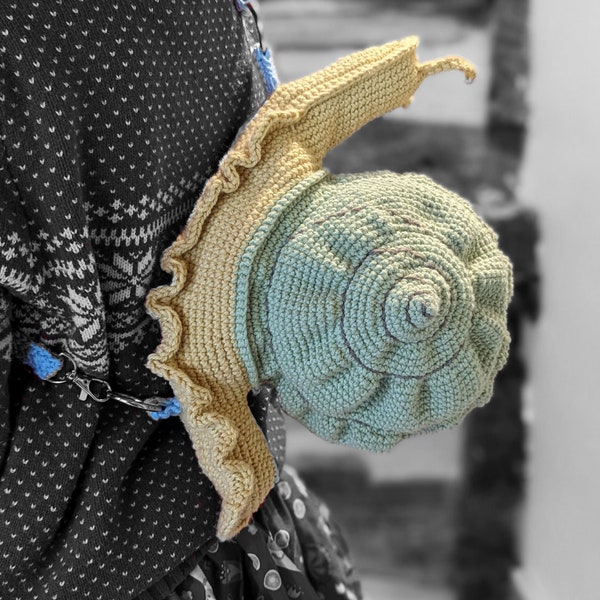 Pattern: Crochet Snail Backpack PDF Download cottagecore woodland bag snails crocheting cottage core fairy core rustic aesthetic cute tote