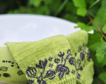 Breipatroon kruisbessokken: vintage Pyrex-geïnspireerde bloemenkaart