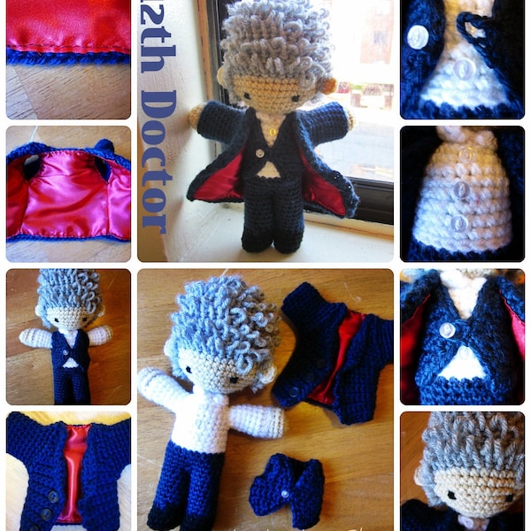 12th Doctor Who Crochet Pattern Amigurumi Plush Removable Jacket Vest Scifi sci fi doctorwho nerd plush toy crocheting bbc geek doll pattern