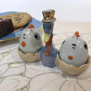 Vintage Chicks & Stork Salt and Pepper Shakers / Porcelain