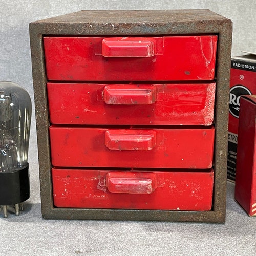 Vintage Dunlap Small Parts Cabinet / Metal Case / Plastic Drawers