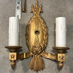 Vintage Wall Sconce / Cast Metal / Two Lights