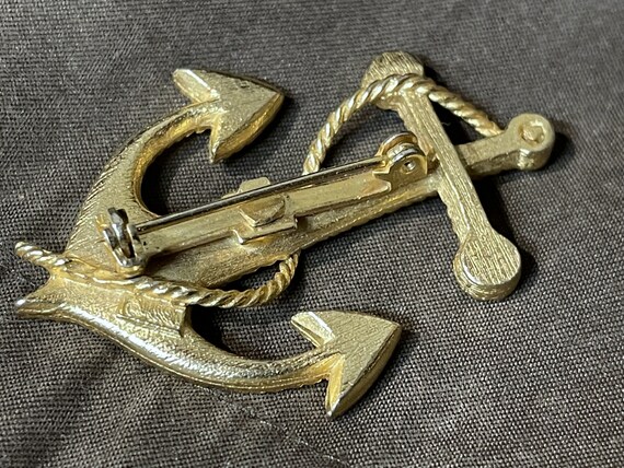 Vintage Enameled Anchor Brooch / Jonette Jewelry … - image 4