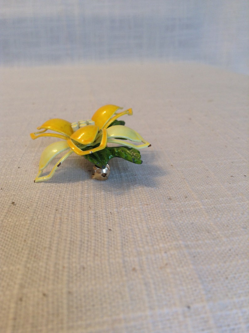 Gift for Her Enamel Jewelry Vintage Yellow Enamel Flower Brooch Pin