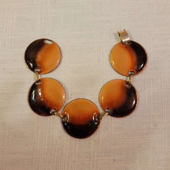 Orange and Brown Enamel Artisan Bracelet - image 1