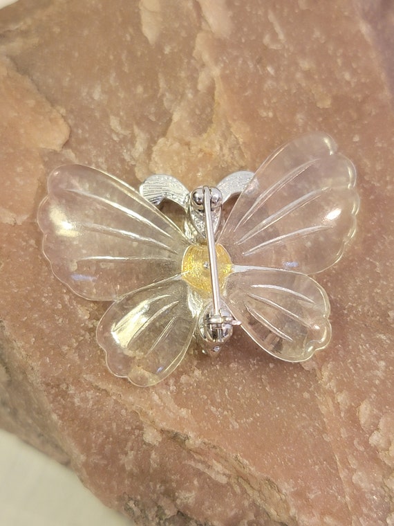 Rhinestone and Lucite Butterfly Brooch - image 2