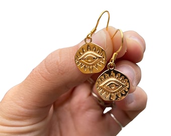 Gold Evil Eye Earrings